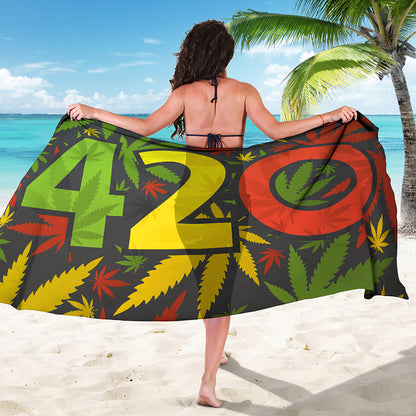 Rasta 420 Print Beach Sarong Wrap