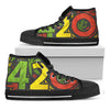 Rasta 420 Print Black High Top Shoes