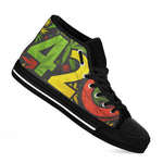 Rasta 420 Print Black High Top Shoes