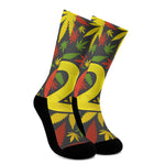 Rasta 420 Print Crew Socks