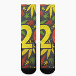 Rasta 420 Print Crew Socks