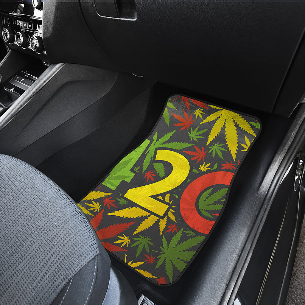 Rasta 420 Print Front and Back Car Floor Mats