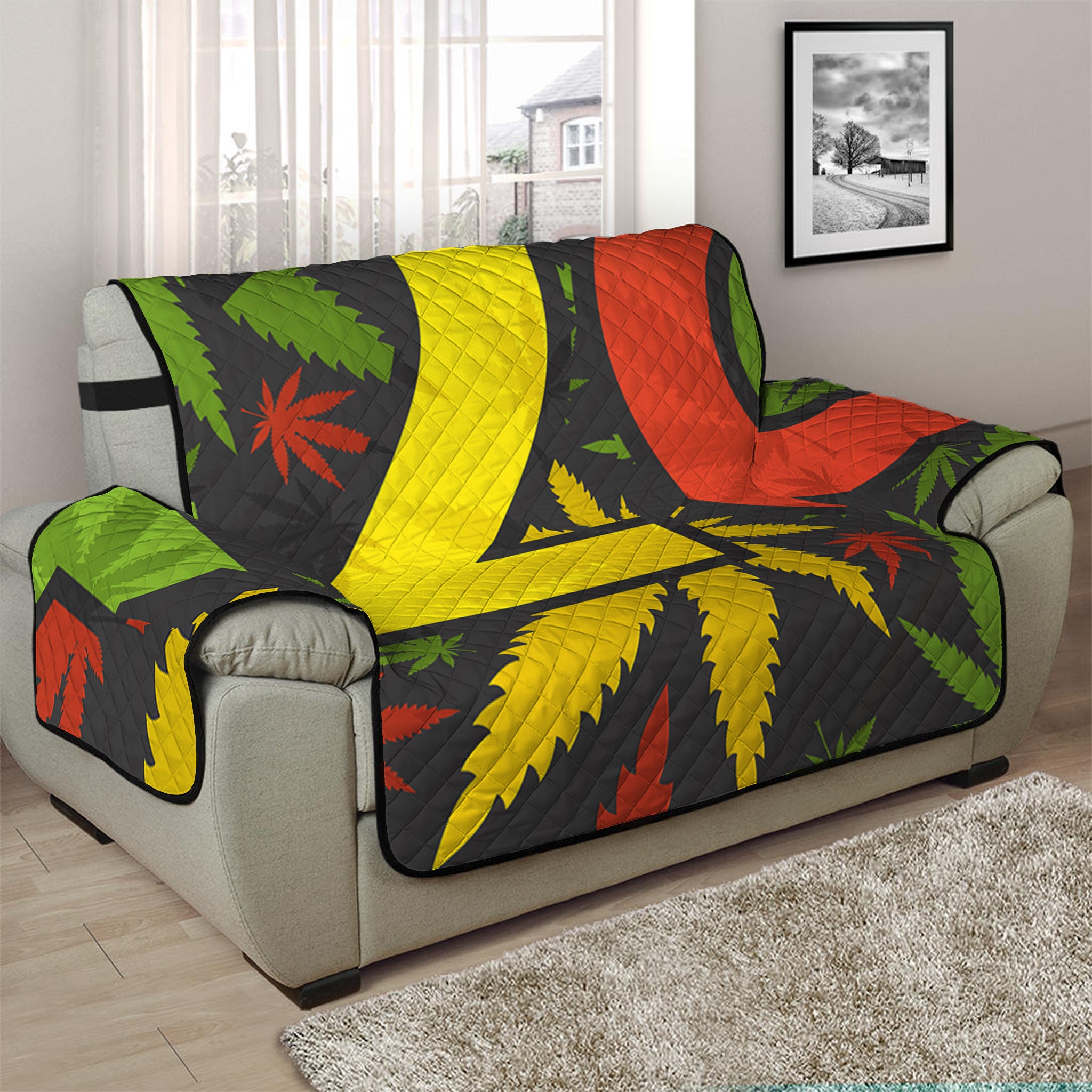 Rasta 420 Print Half Sofa Protector