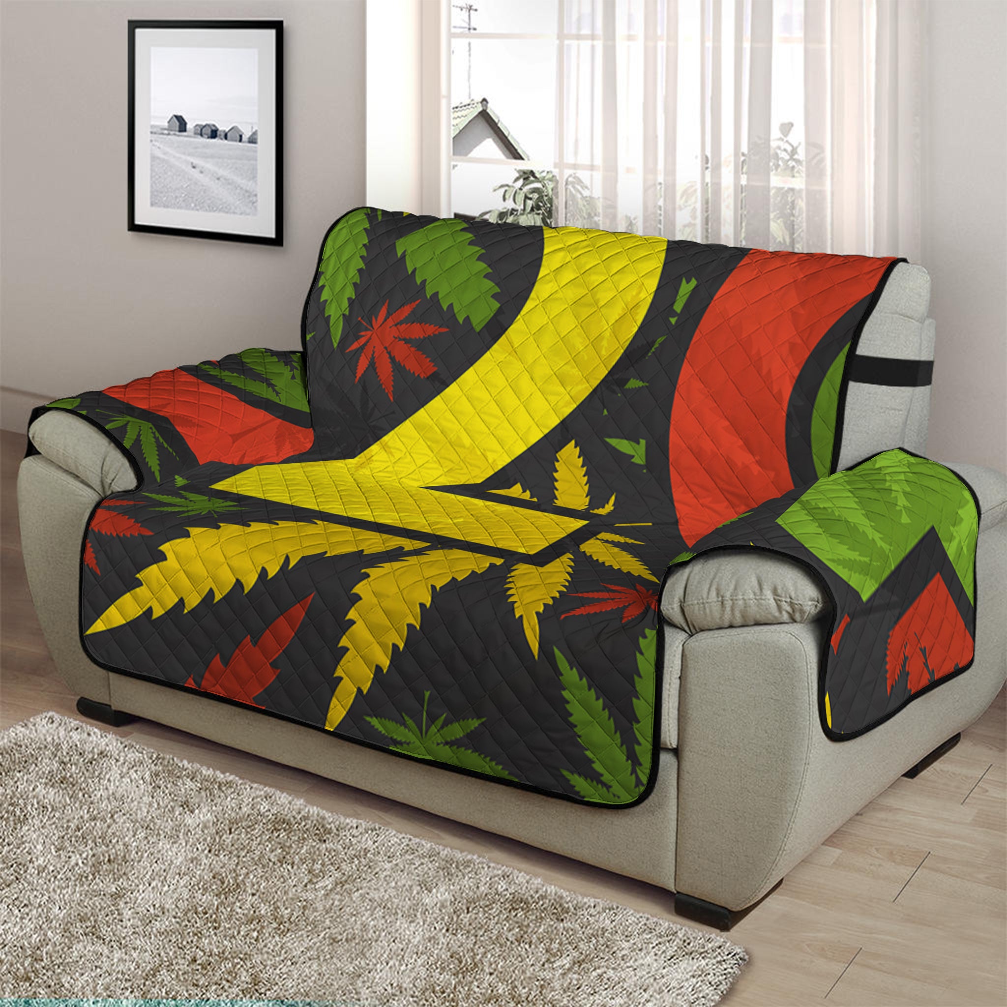 Rasta 420 Print Half Sofa Protector