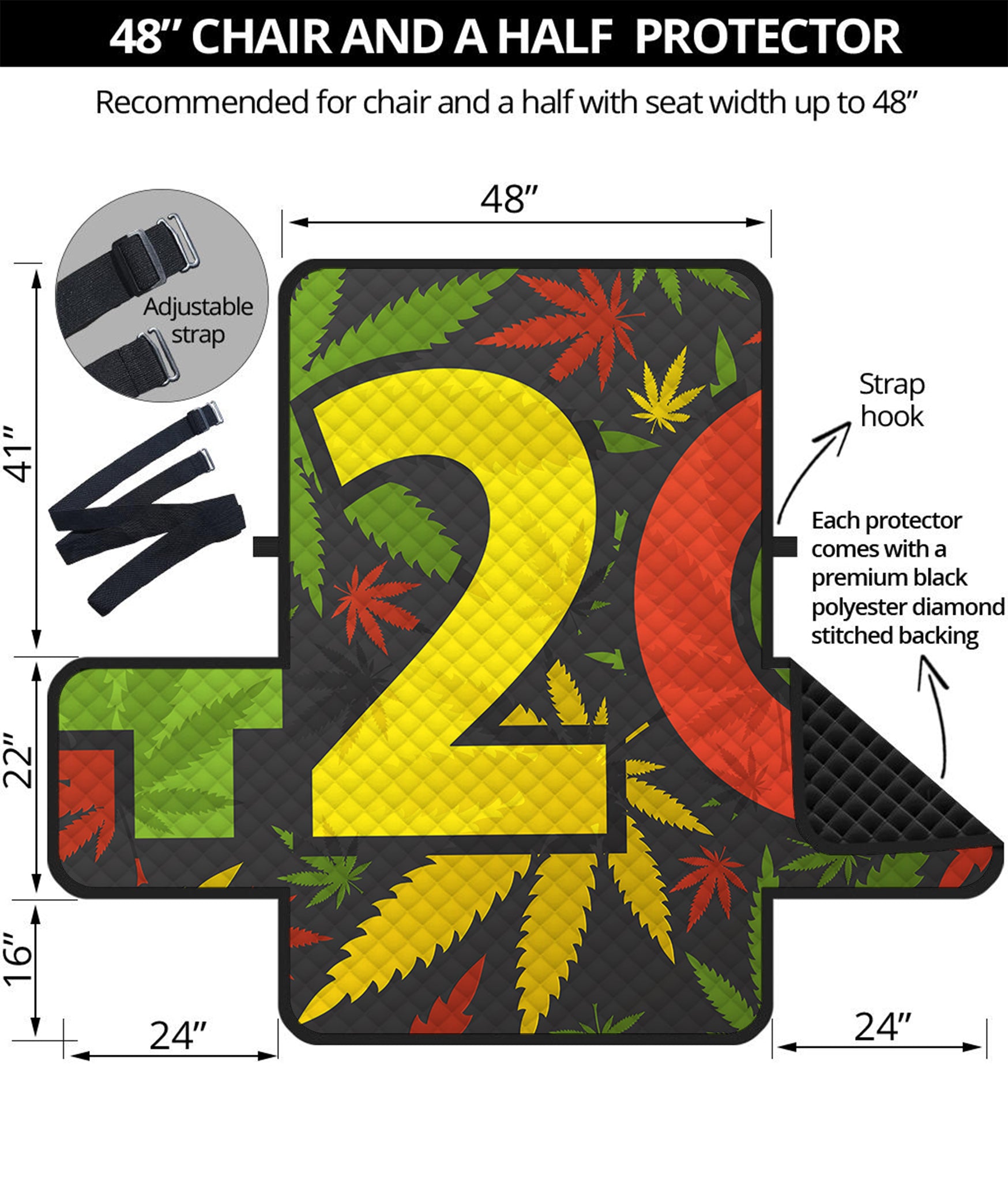 Rasta 420 Print Half Sofa Protector