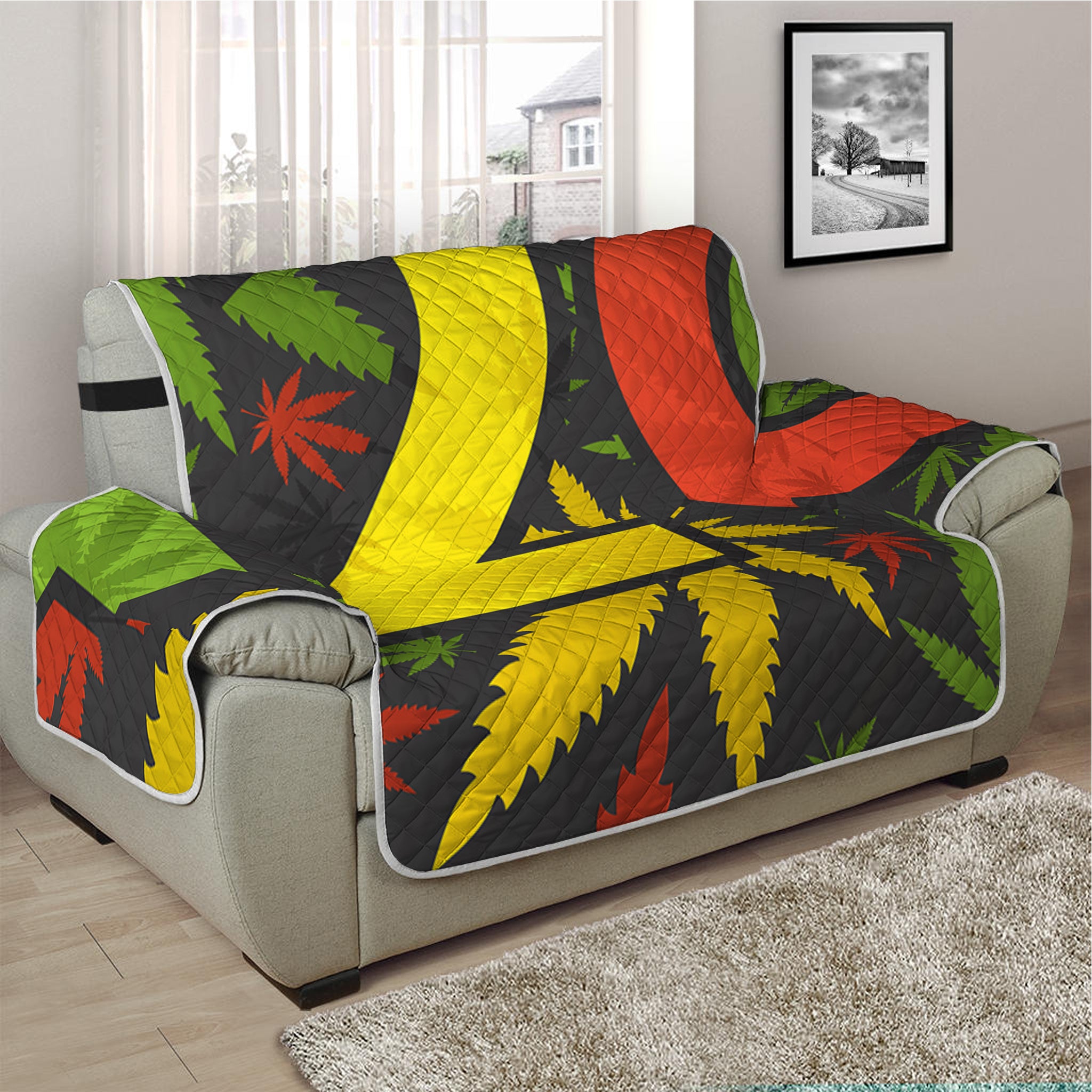 Rasta 420 Print Half Sofa Protector