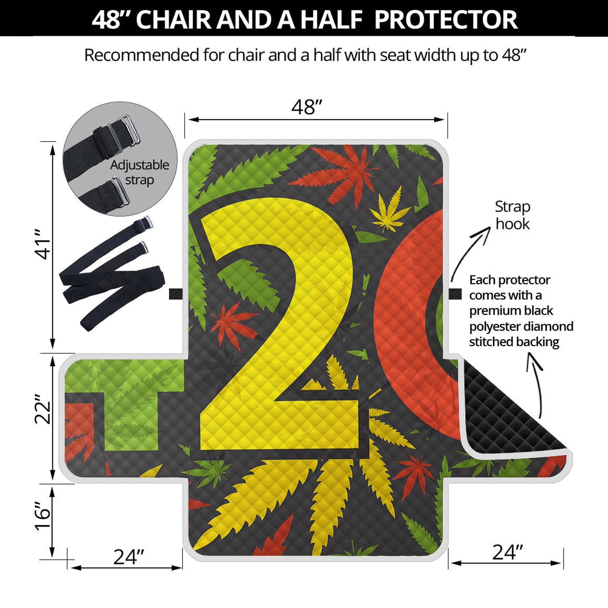 Rasta 420 Print Half Sofa Protector