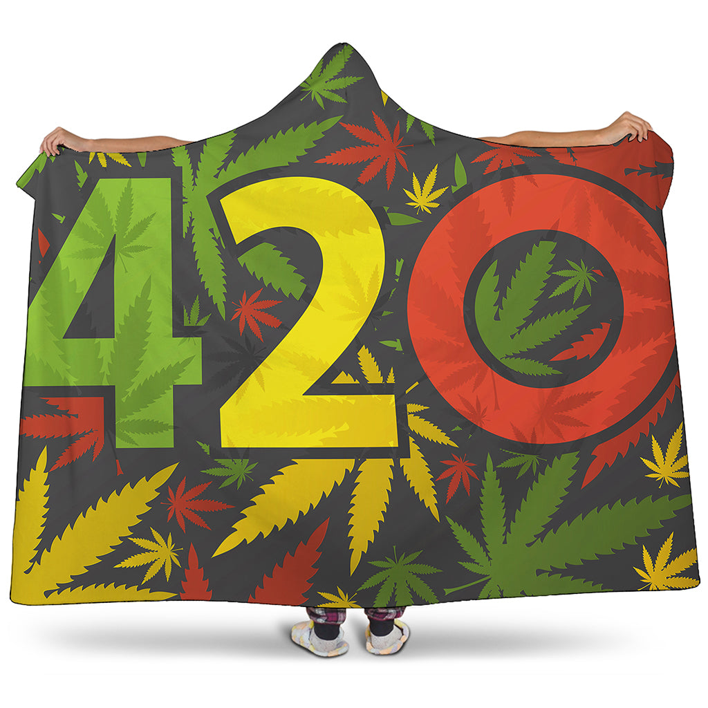 Rasta 420 Print Hooded Blanket