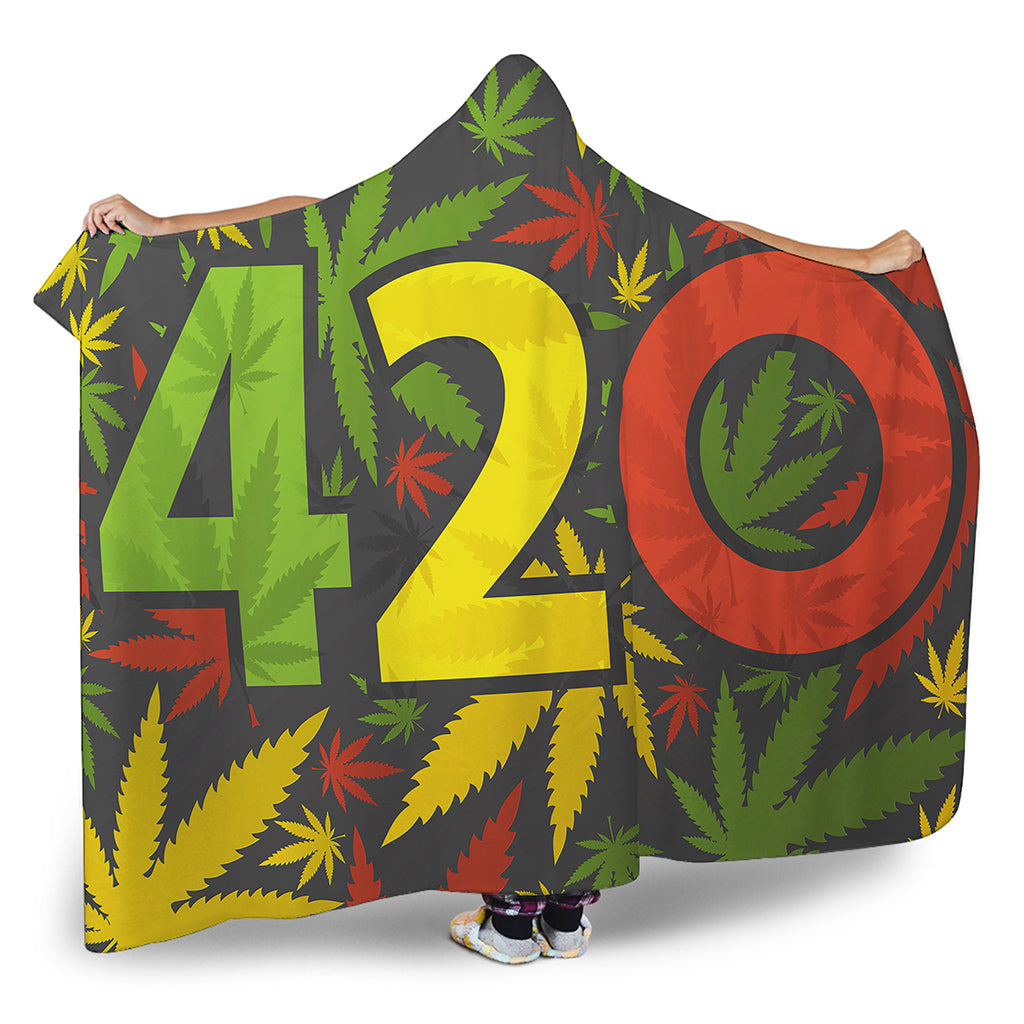 Rasta 420 Print Hooded Blanket