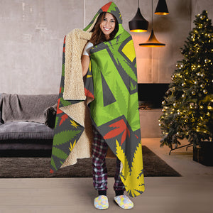 Rasta 420 Print Hooded Blanket