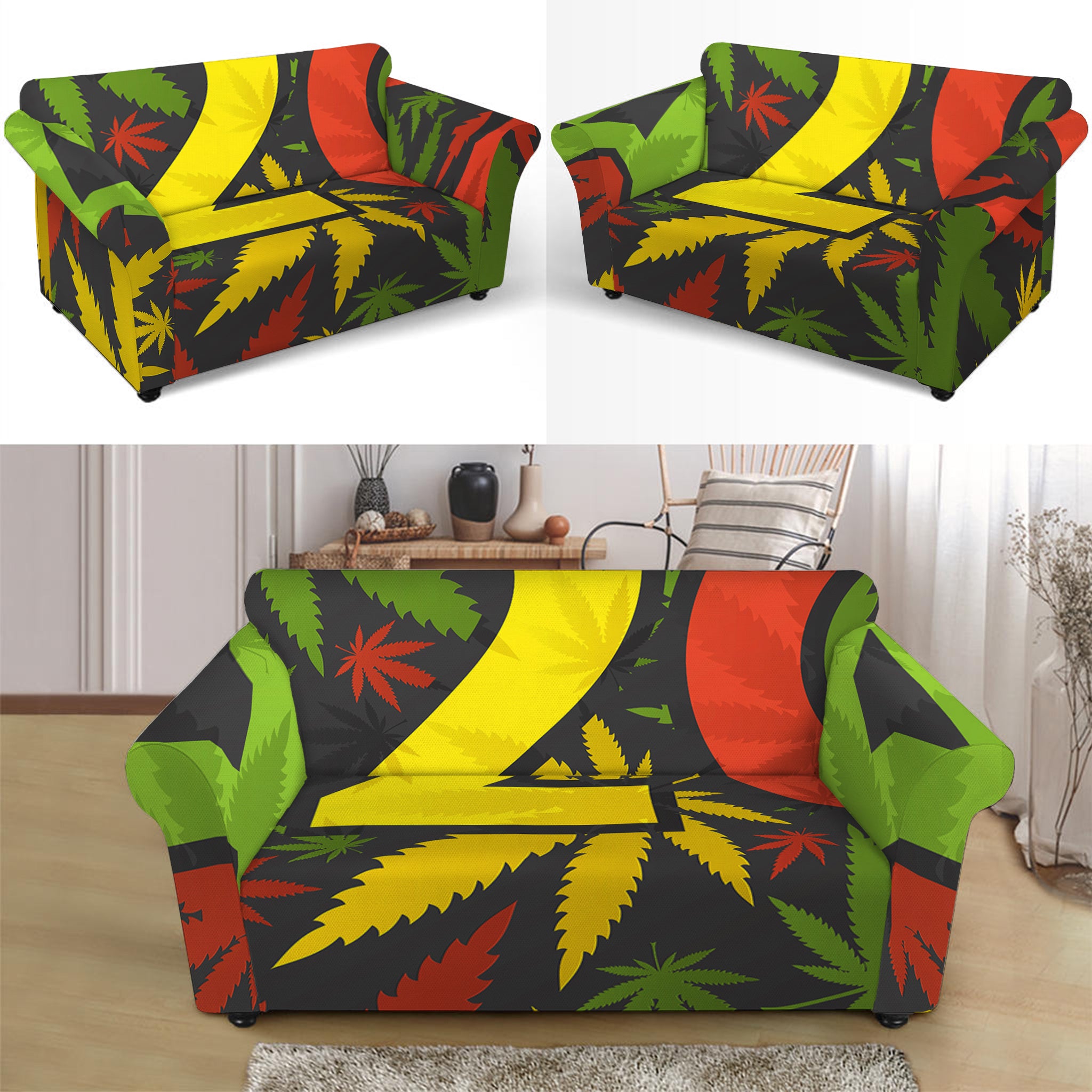 Rasta 420 Print Loveseat Slipcover