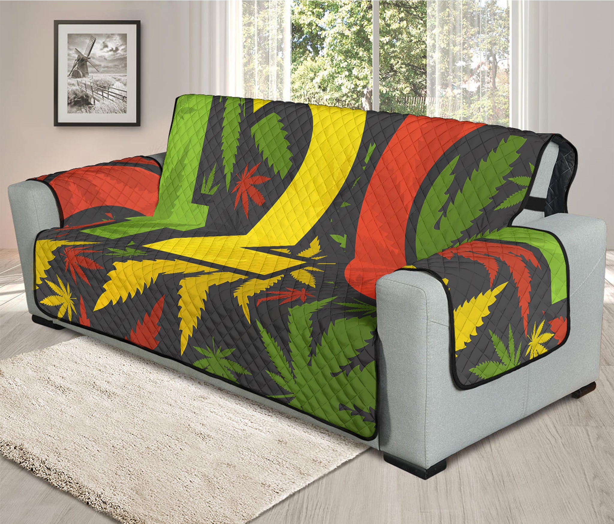 Rasta 420 Print Oversized Sofa Protector