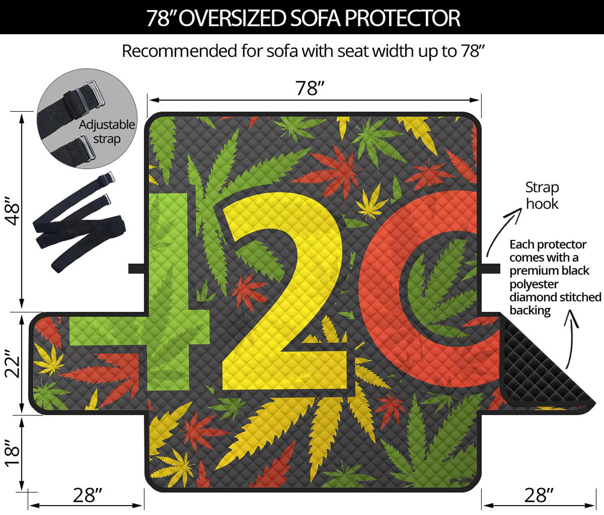 Rasta 420 Print Oversized Sofa Protector