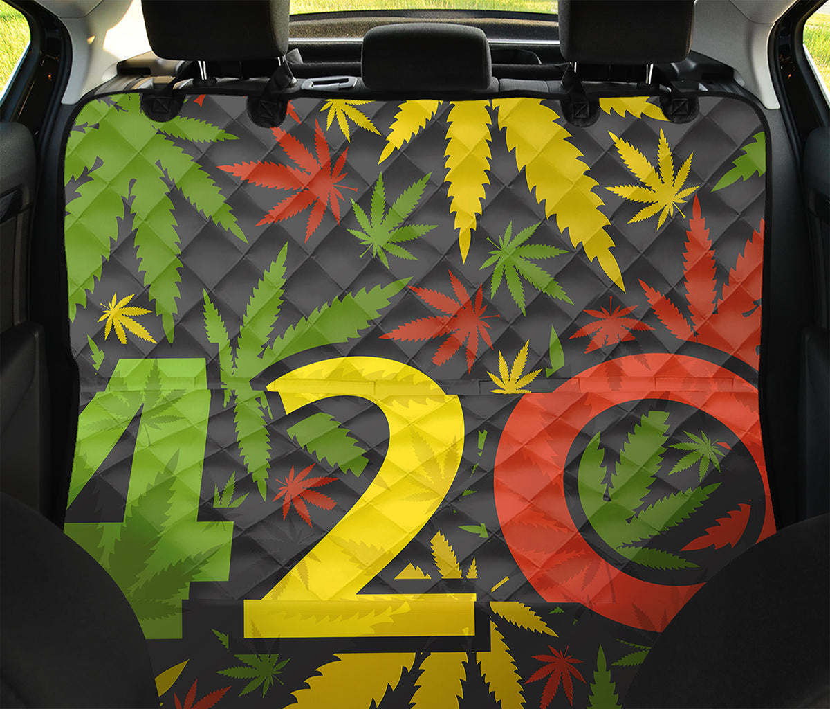Rasta 420 Print Pet Car Back Seat Cover