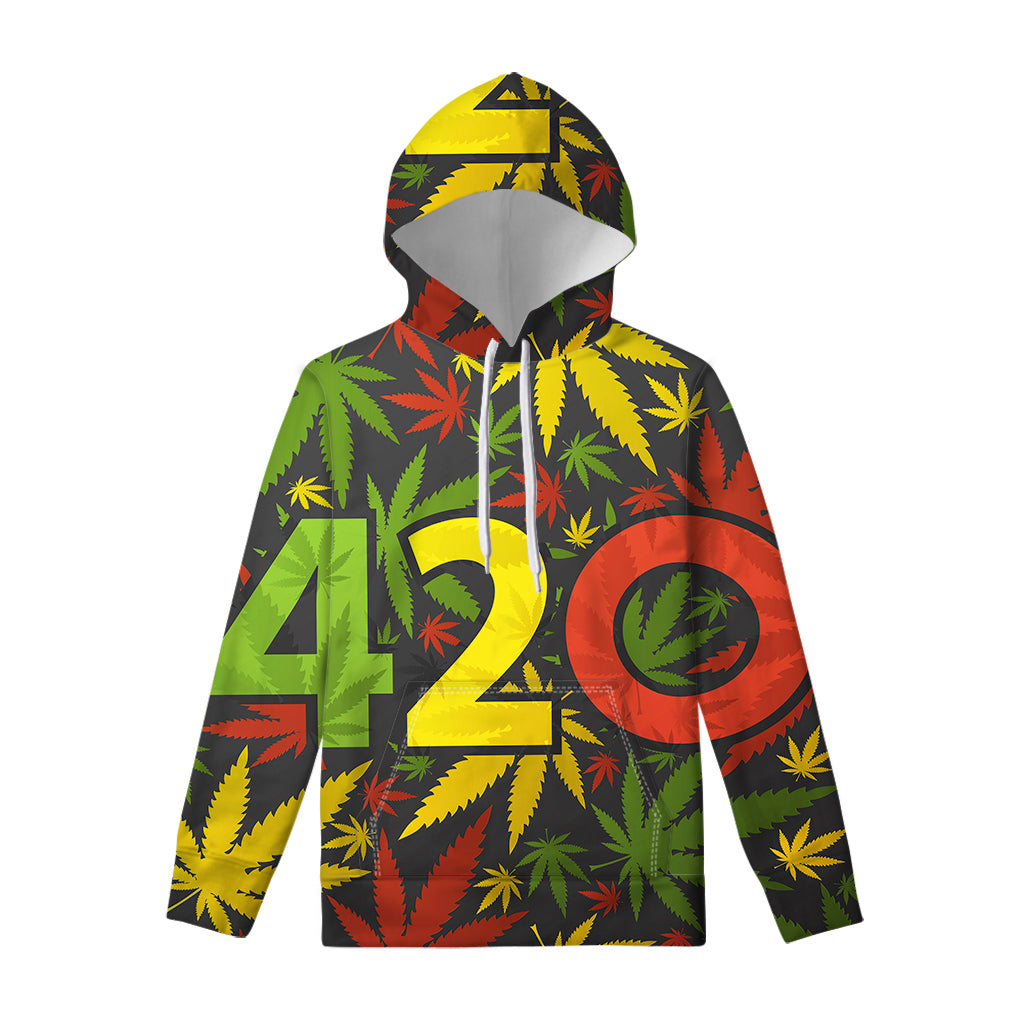 Rasta 420 Print Pullover Hoodie