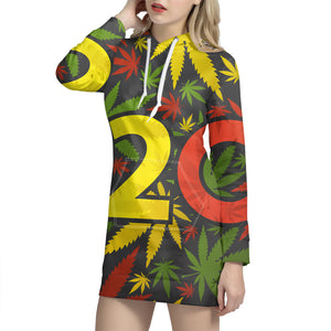 Rasta 420 Print Pullover Hoodie Dress