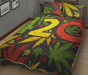 Rasta 420 Print Quilt Bed Set