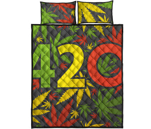 Rasta 420 Print Quilt Bed Set