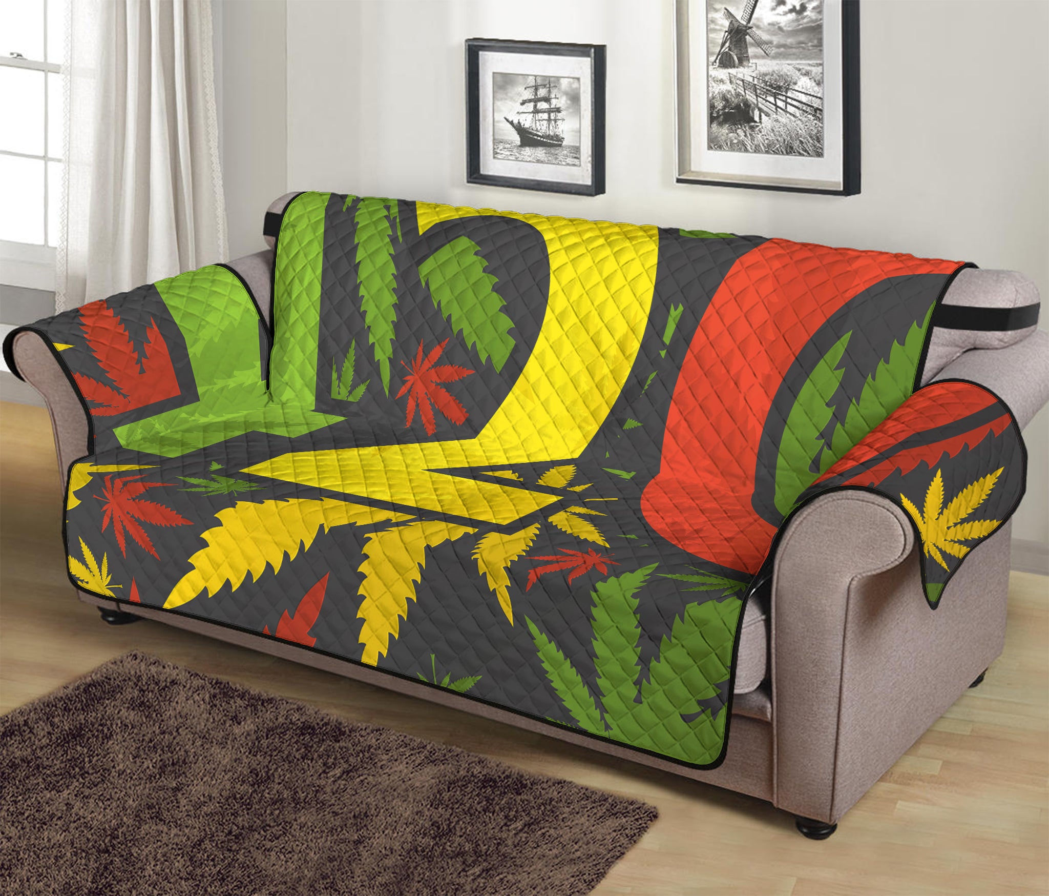 Rasta 420 Print Sofa Protector