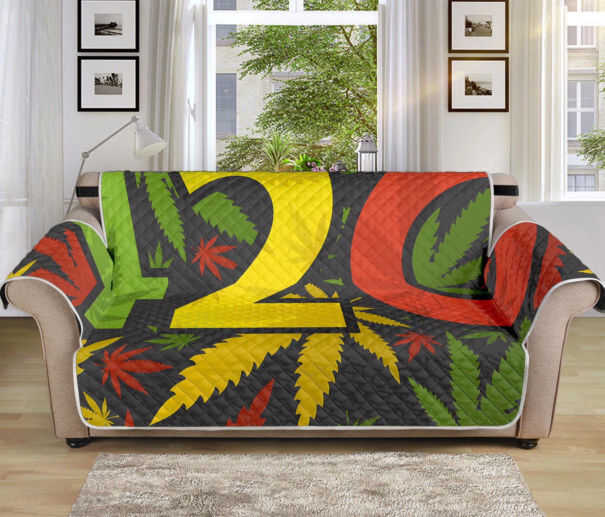 Rasta 420 Print Sofa Protector