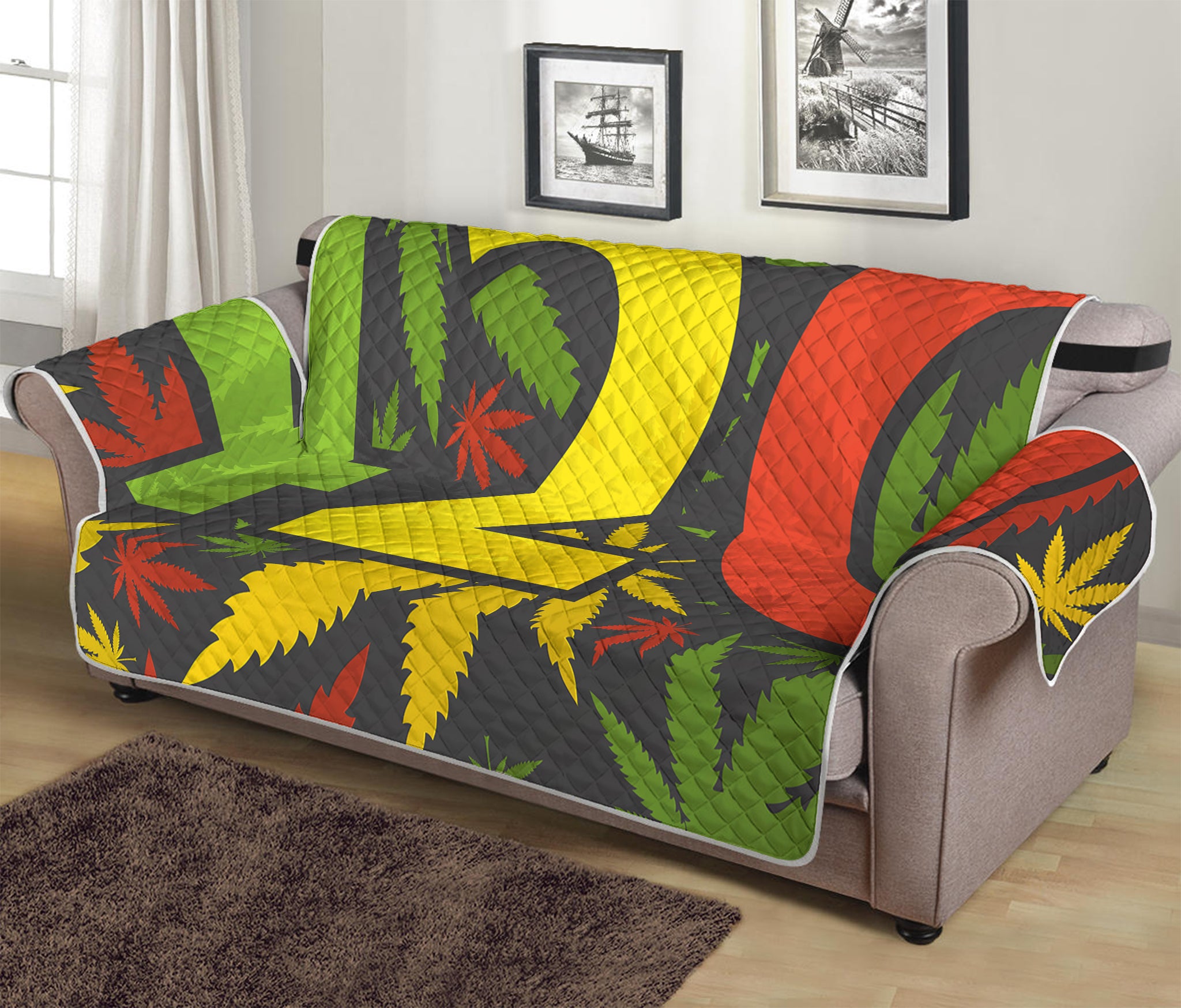 Rasta 420 Print Sofa Protector