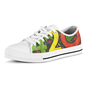 Rasta 420 Print White Low Top Shoes