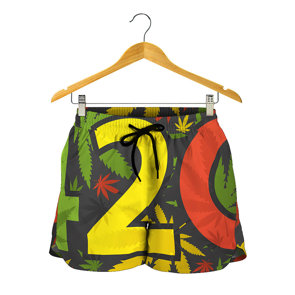 Rasta 420 Print Women's Shorts