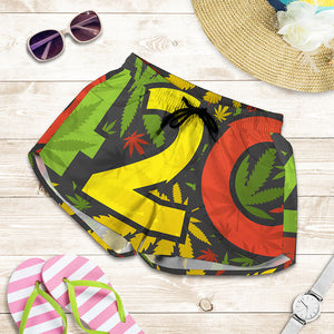 Rasta 420 Print Women's Shorts