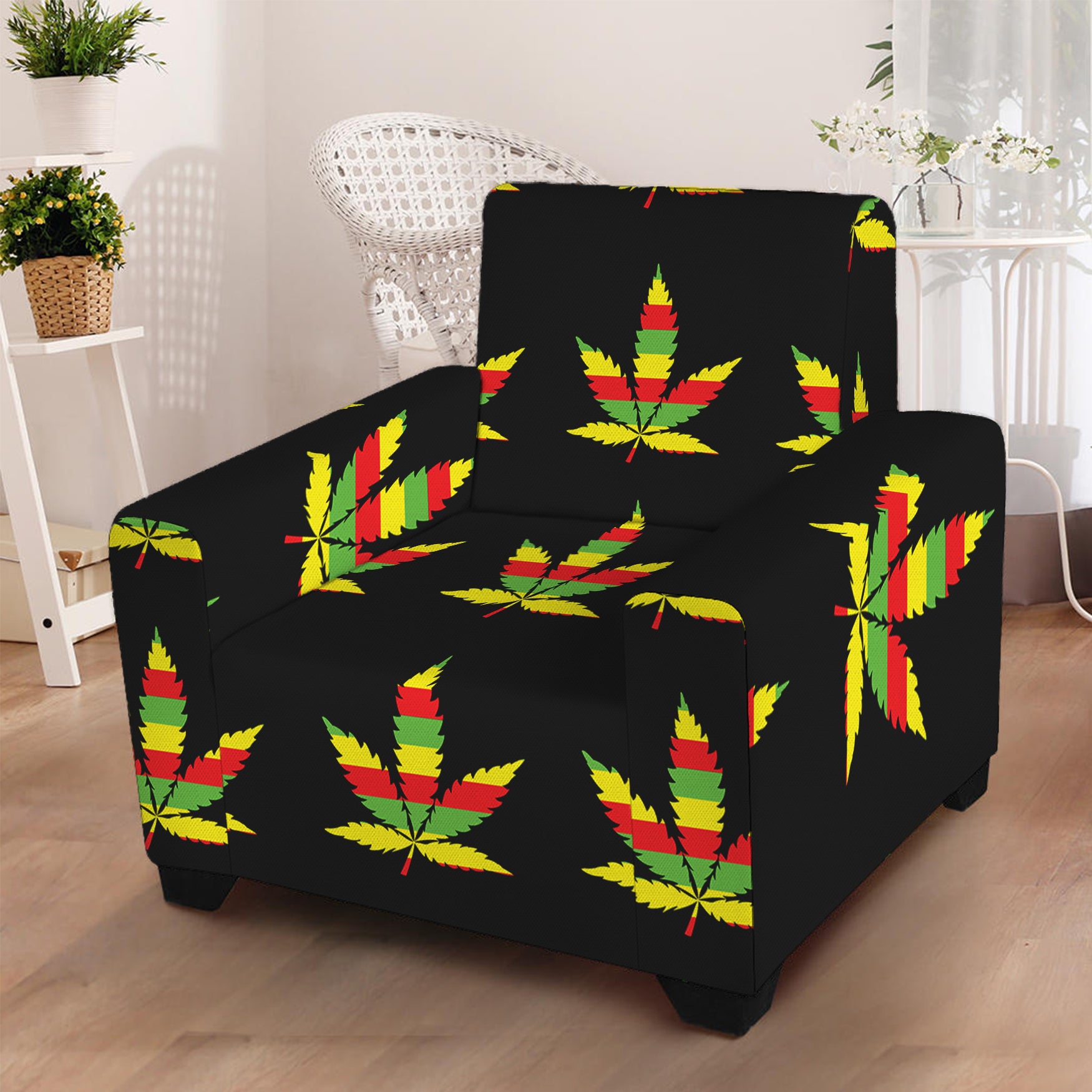 Rasta Flag Pattern Print Armchair Slipcover