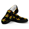 Rasta Flag Pattern Print Black Slip On Shoes