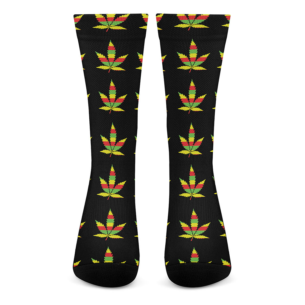 Rasta Flag Pattern Print Crew Socks