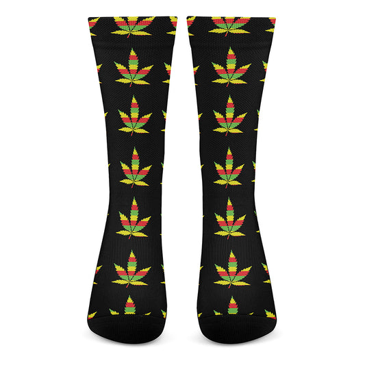 Rasta Flag Pattern Print Crew Socks