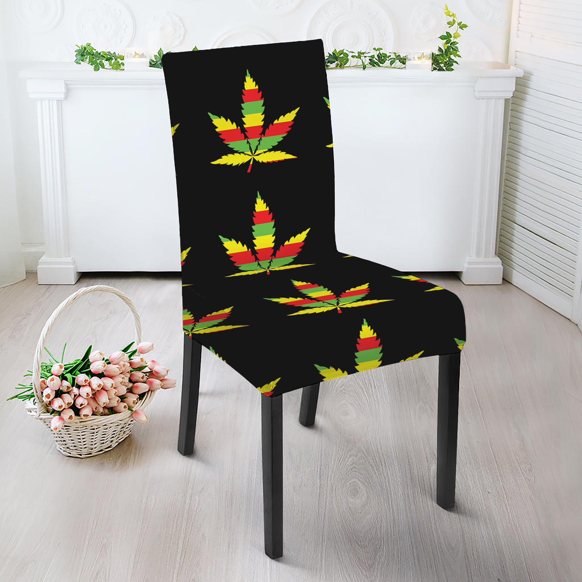 Rasta Flag Pattern Print Dining Chair Slipcover