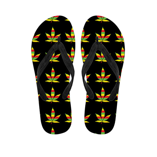 Rasta Flag Pattern Print Flip Flops
