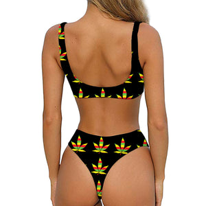 Rasta Flag Pattern Print Front Bow Tie Bikini