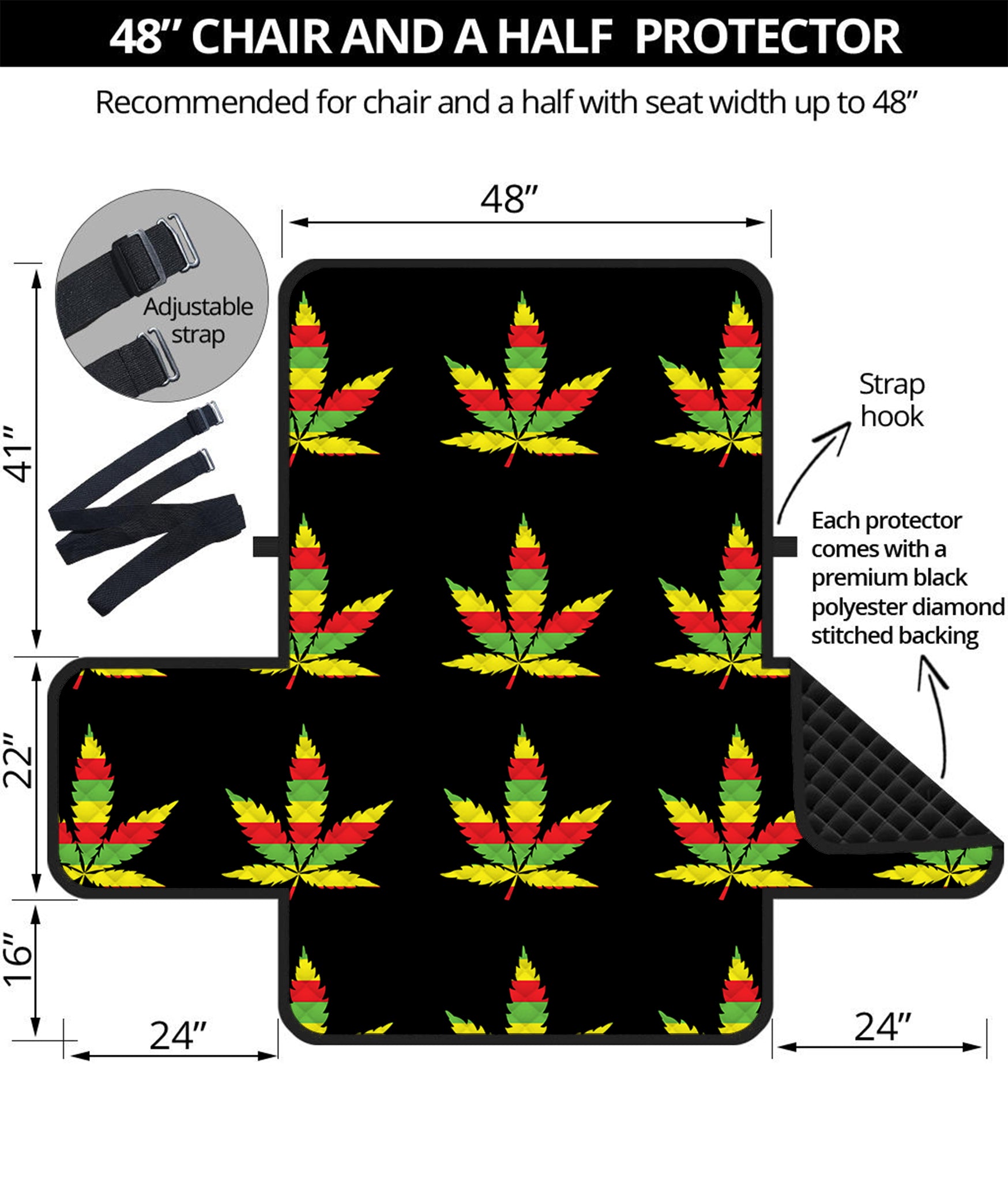 Rasta Flag Pattern Print Half Sofa Protector