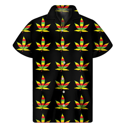 Rasta Flag Pattern Print Men's Short Sleeve Shirt