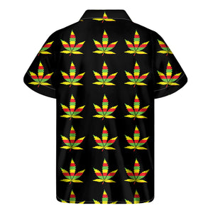 Rasta Flag Pattern Print Men's Short Sleeve Shirt