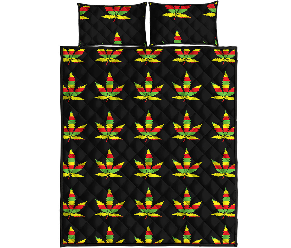 Rasta Flag Pattern Print Quilt Bed Set