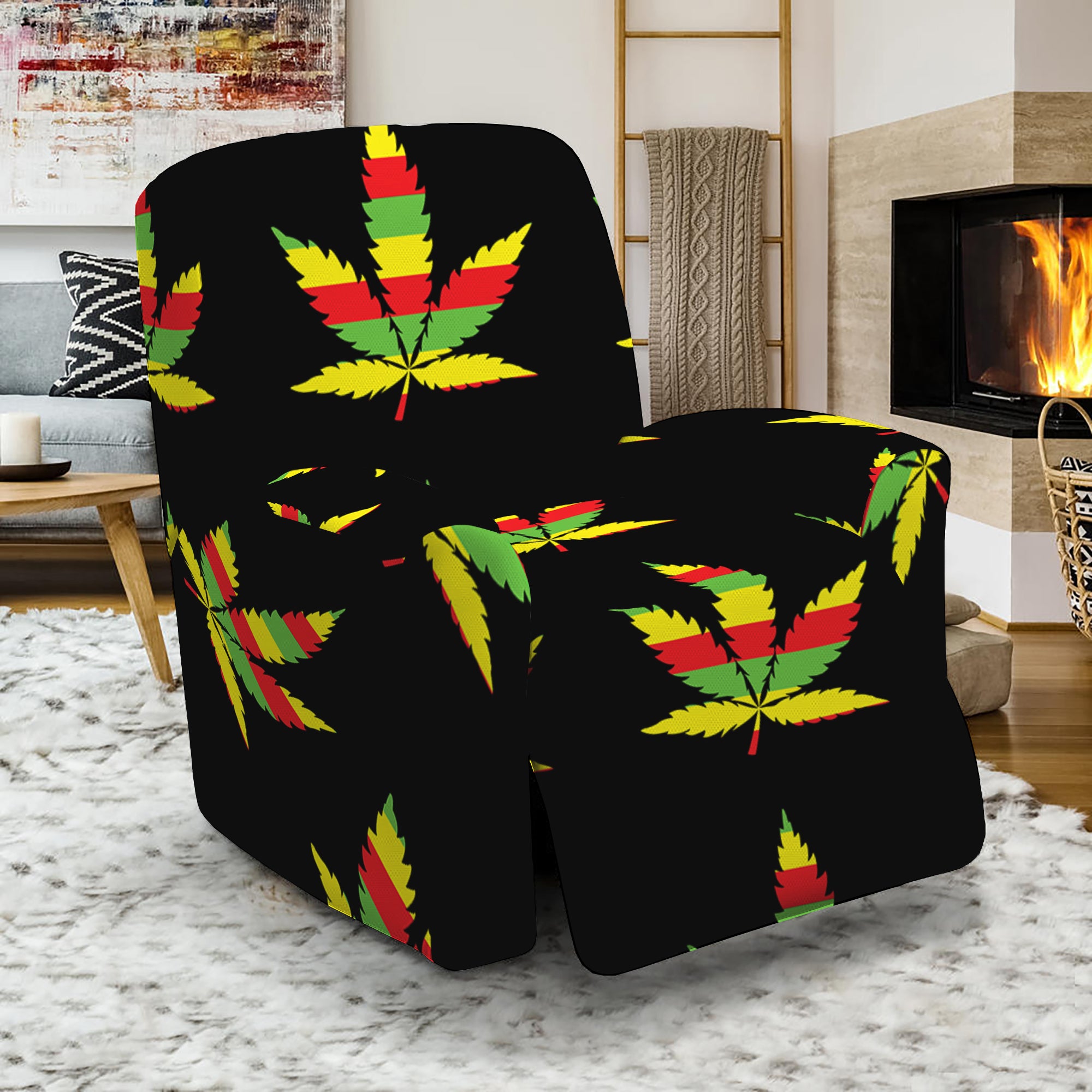 Rasta Flag Pattern Print Recliner Slipcover