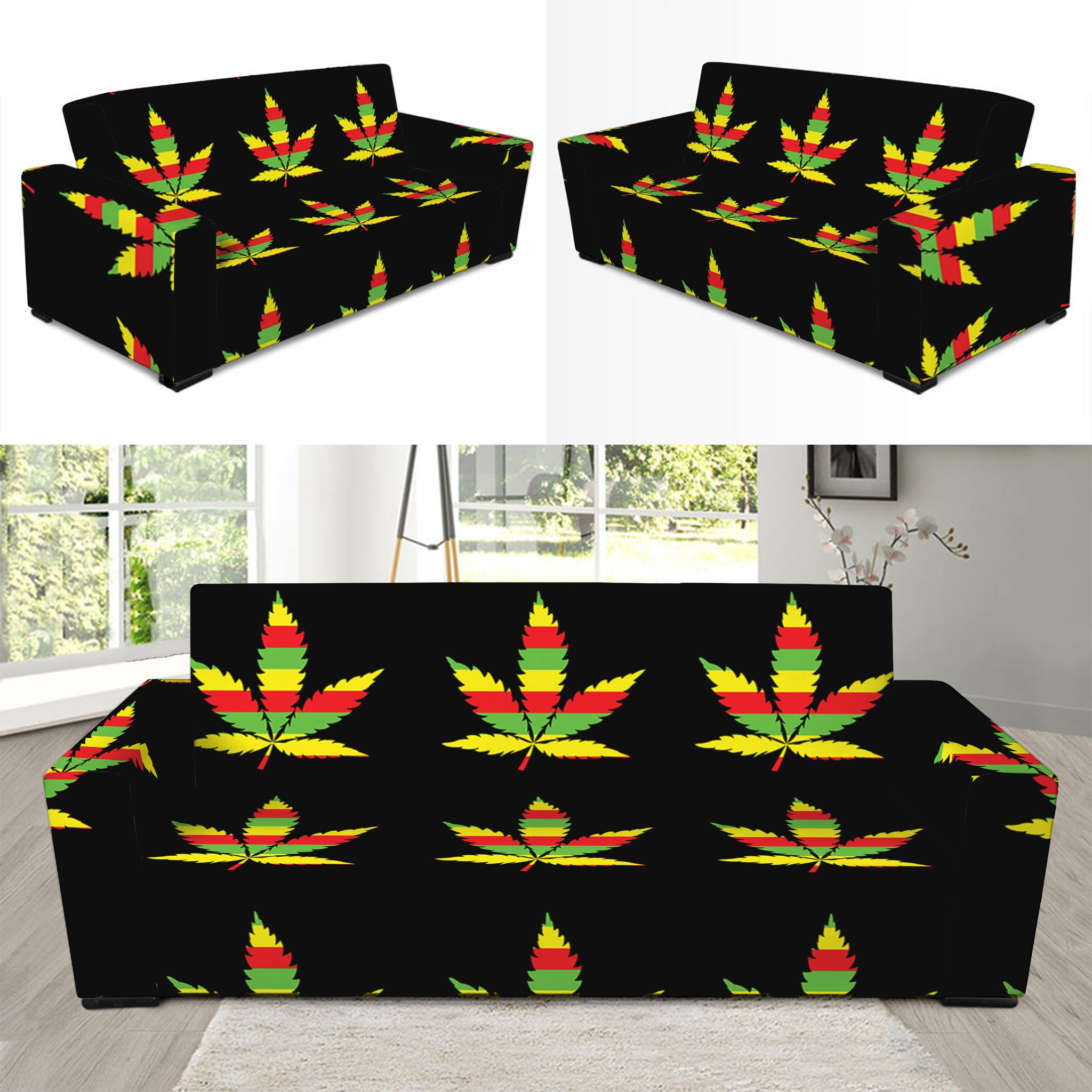 Rasta Flag Pattern Print Sofa Slipcover