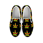 Rasta Flag Pattern Print White Slip On Shoes