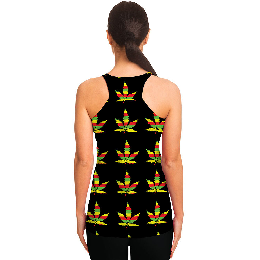 Rasta Flag Pattern Print Women's Racerback Tank Top