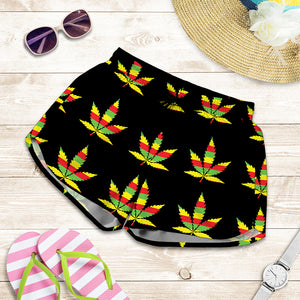 Rasta Flag Pattern Print Women's Shorts