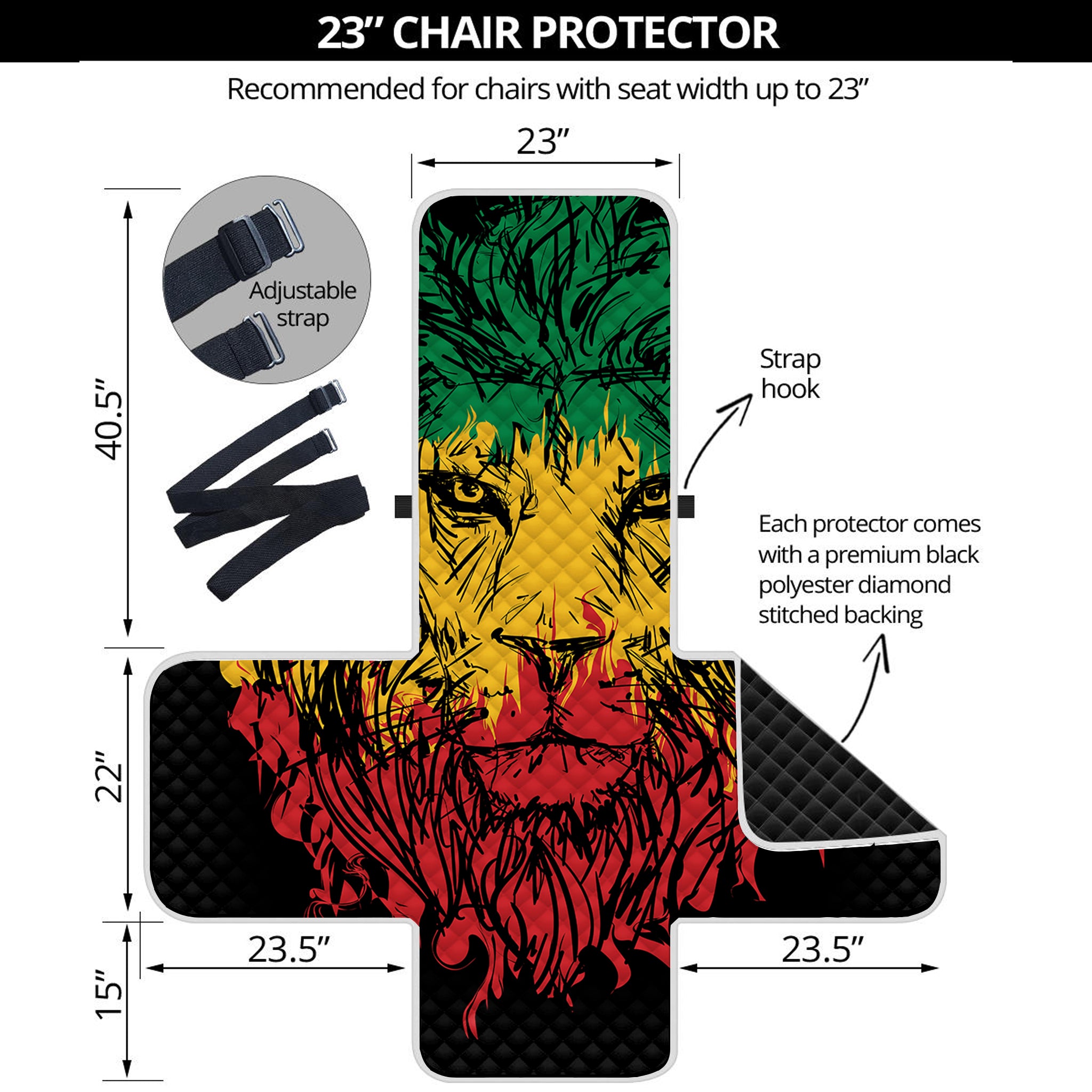 Rasta Lion Print Armchair Protector