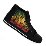 Rasta Lion Print Black High Top Sneakers