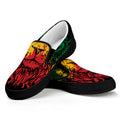 Rasta Lion Print Black Slip On Sneakers