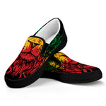 Rasta Lion Print Black Slip On Shoes