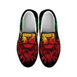 Rasta Lion Print Black Slip On Shoes