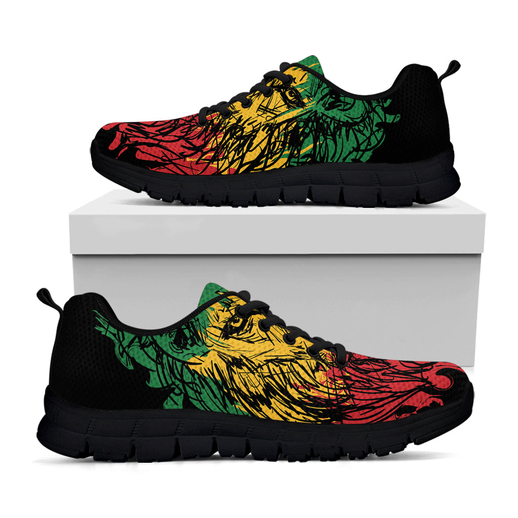 Rasta Lion Print Black Sneakers